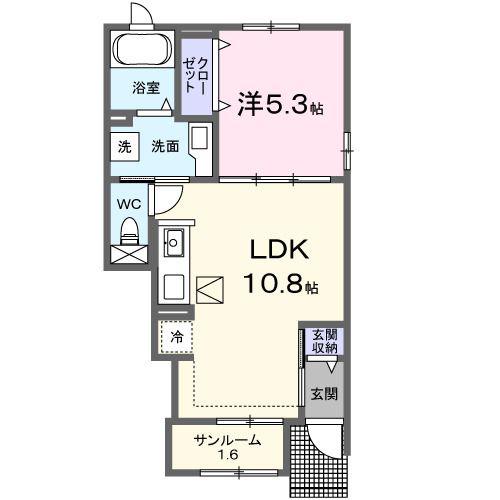 ベル リュミエール(1LDK/1階)の間取り写真
