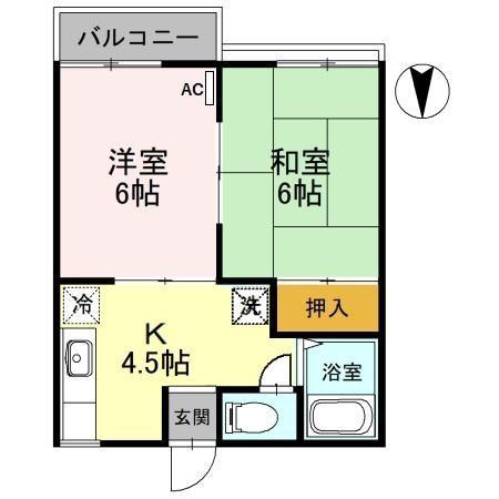 コーポロジュマン(2K/1階)の間取り写真