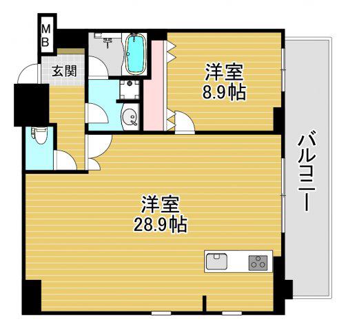 リバーサイドタワー中之島(1LDK/25階)の間取り写真