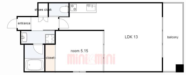 プレジオ西宮今津(1LDK/3階)の間取り写真