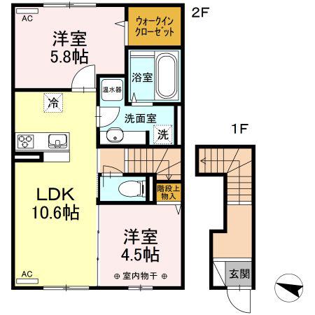 メゾンゆづき(2LDK/2階)の間取り写真