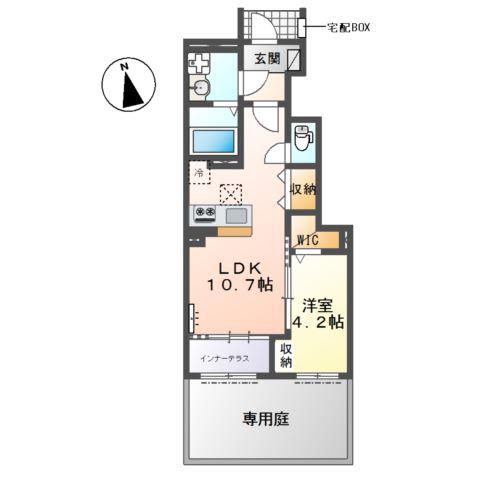 フェリーチェ瀬戸(1LDK/1階)の間取り写真