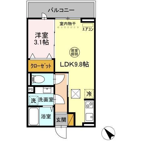 ガルデ妙典(1LDK/1階)の間取り写真