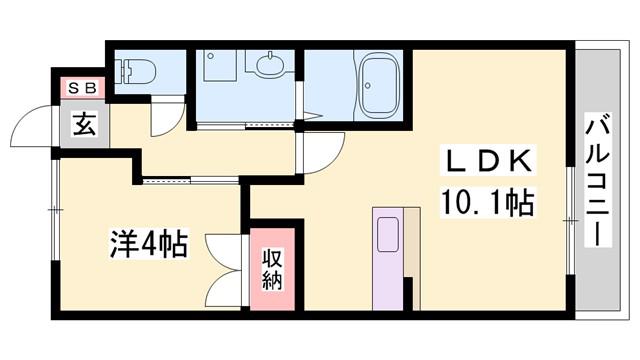 エルシオン(1LDK/2階)の間取り写真