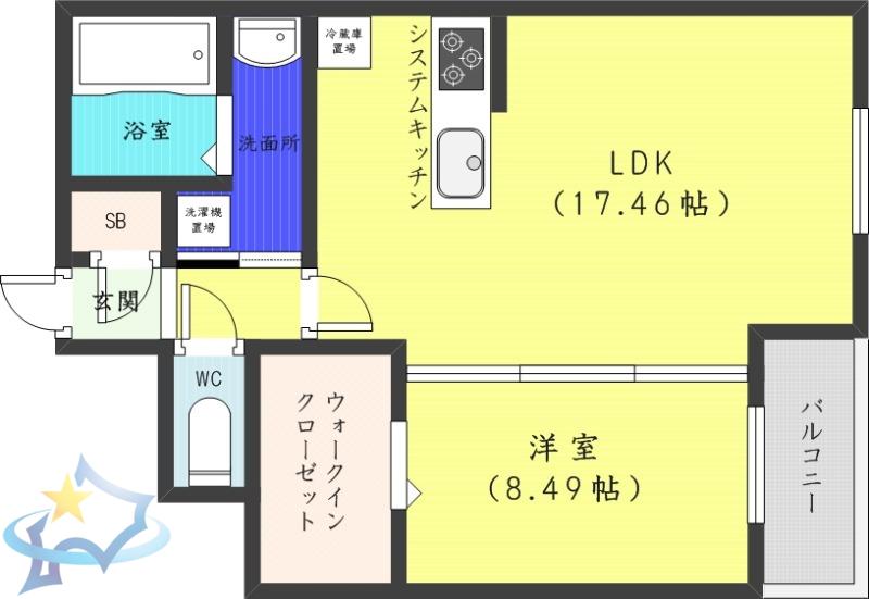 EFFECT南14条(1LDK/4階)の間取り写真