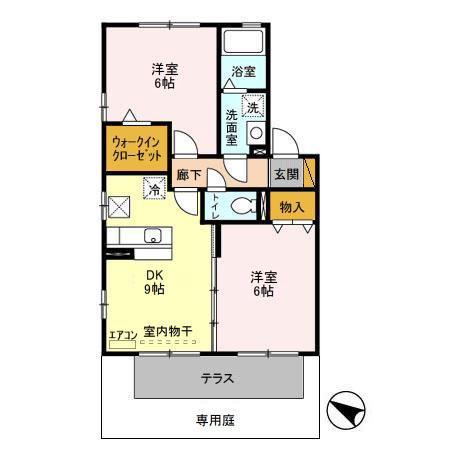 サンパティーク(2DK/1階)の間取り写真