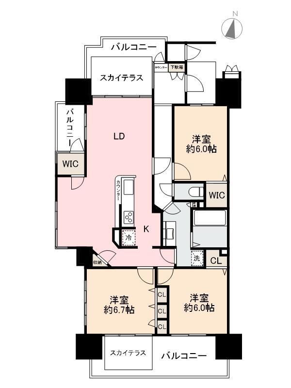 ロイヤルガーデン高松駅西オーシャンビュー弐番館1201(3LDK/12階)の間取り写真