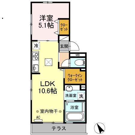 メゾンボナールA(1LDK/1階)の間取り写真