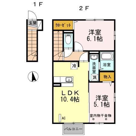 グランテージ A(2LDK/2階)の間取り写真