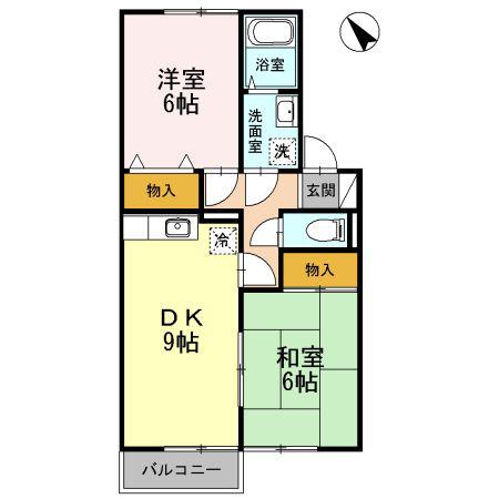 シャルマンIII棟(2DK/2階)の間取り写真