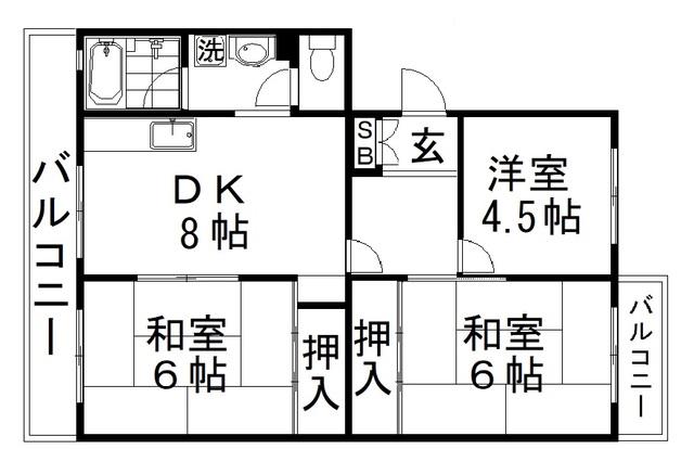 セピアコート山本(3DK/3階)の間取り写真