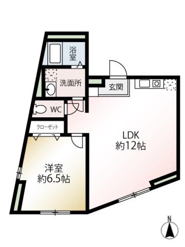 メゾンドティー(1LDK/4階)の間取り写真
