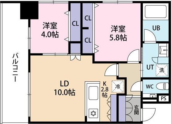 MJ SQUARE KOTONI(2LDK/9階)の間取り写真