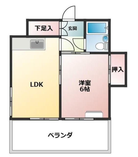 サンコーポ早川(1LDK/1階)の間取り写真