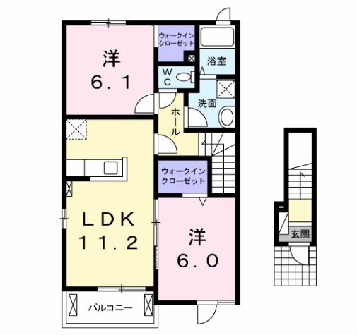 アクアポートI(2LDK/2階)の間取り写真