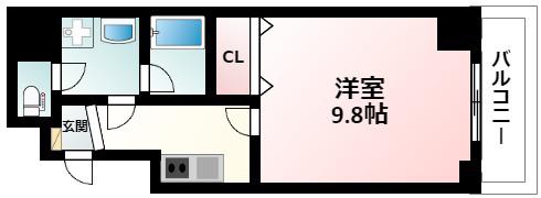 カルム小西II(1K/2階)の間取り写真