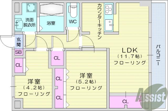 U・ステージ2(2LDK/3階)の間取り写真