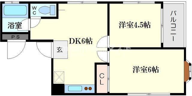 宗川マンション(2DK/5階)の間取り写真