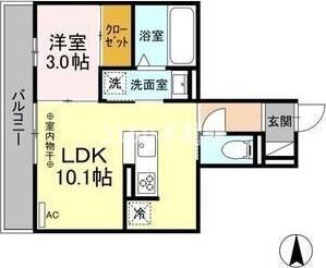 D-ROOM六条福寿町(1LDK/2階)の間取り写真