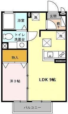 サンハイム原田(1LDK/1階)の間取り写真