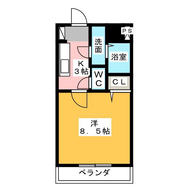 K-フィールド(1K/1階)の間取り写真