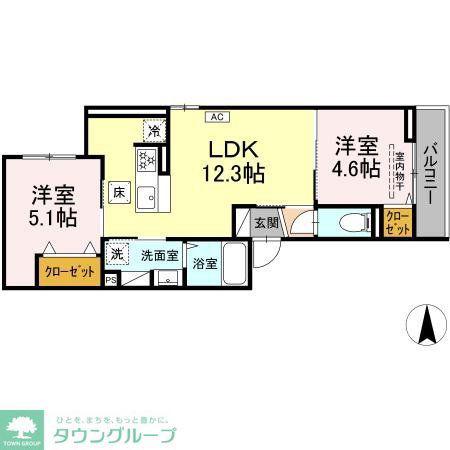 CIELMER湘南(2LDK/2階)の間取り写真