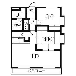 サンパティーク(2LDK/4階)の間取り写真