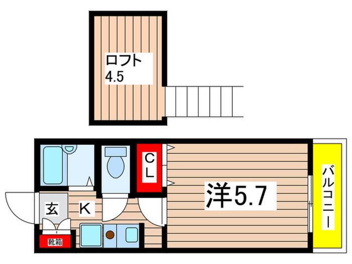 サンクレア(1K/2階)の間取り写真
