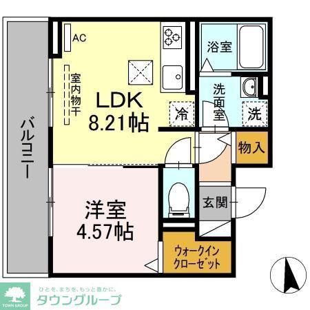 アムール岩塚(1LDK/1階)の間取り写真