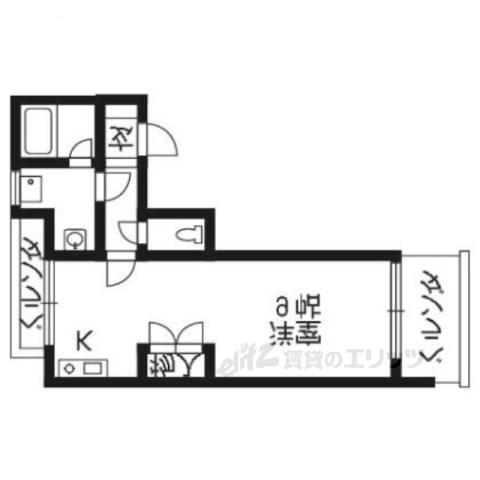 公園マンション(1K/4階)の間取り写真