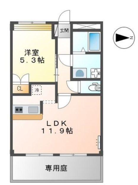 ベルメゾン・ルージュ(1LDK/1階)の間取り写真