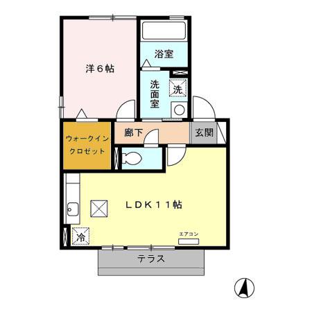 ポーコ・ア・ポーコ(1LDK/1階)の間取り写真