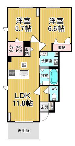グリーンスクエアI棟(2LDK/1階)の間取り写真
