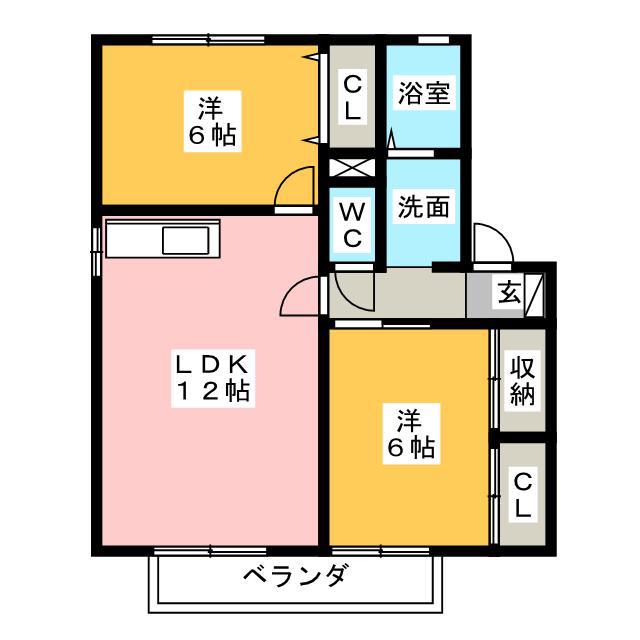 メゾンベール・コーヤ A棟(2LDK/2階)の間取り写真