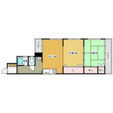 八幡町松本ビル(2DK/5階)の間取り写真