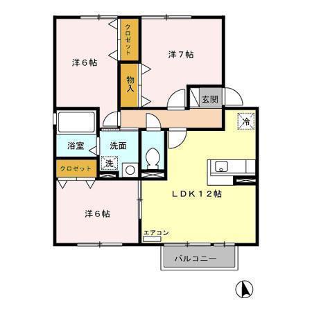 グリーンヒルズ(3LDK/2階)の間取り写真