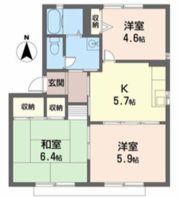 グランソレイユ(3K/1階)の間取り写真