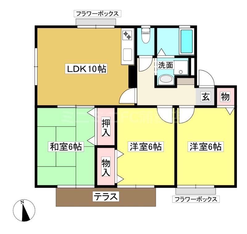 セジュール蒲北 A(3LDK/1階)の間取り写真