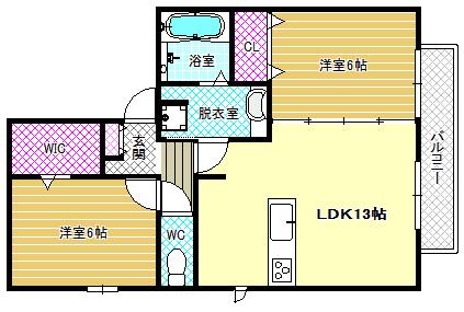 グラシューズ(2LDK/1階)の間取り写真