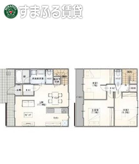 高浜市田戸町戸建(3LDK/1階)の間取り写真