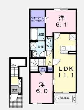 エヌ.プレスト Ⅱ(2LDK/2階)の間取り写真