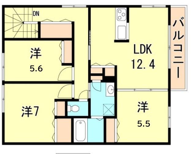 フレール潤和(3LDK/2階)の間取り写真