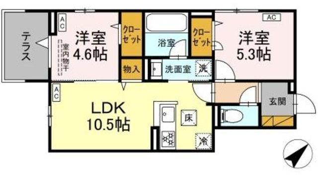 DーLOTUS(2LDK/1階)の間取り写真