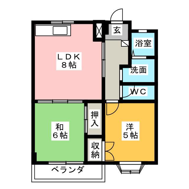 レジデンス西大曲(2LDK/1階)の間取り写真