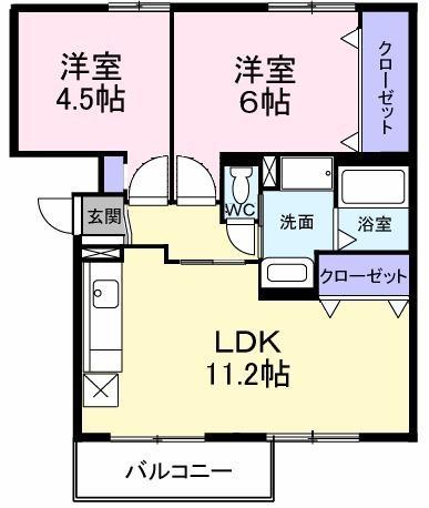 フェロービレッジ(2LDK/1階)の間取り写真