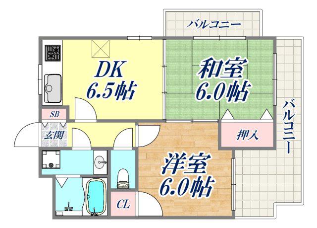 フローリアン住吉(2DK/2階)の間取り写真
