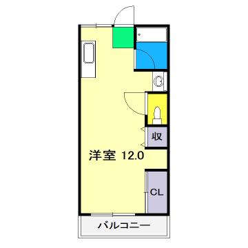 コーポあすなろ(ワンルーム/3階)の間取り写真