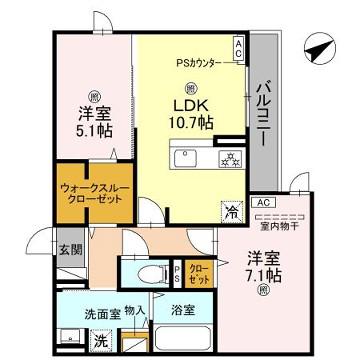 LA MAISON林崎(2LDK/3階)の間取り写真