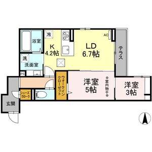 グランディール六丁の目(2LDK/1階)の間取り写真