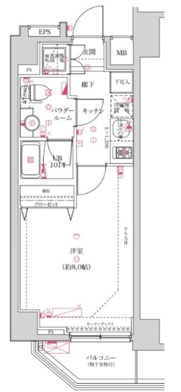 スパシエグランス練馬武蔵関(1K/4階)の間取り写真